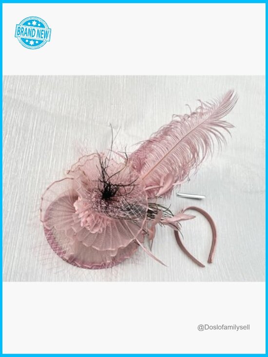 Fascinator Hat with Feathers and Veil for Wedding Tea Party Derby Handmade